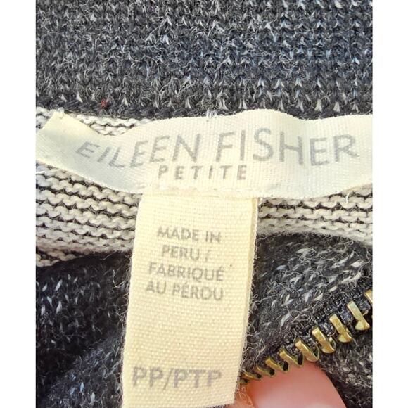 Eileen fisher PP PETITE organic cotton heathered grey shaket full zip hoodie EUC - Picture 4 of 7